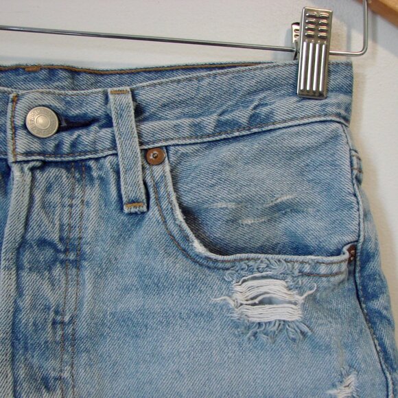 Vintage Levi's 501 Denim Jean Cutoff Shorts Distressed Frayed Raw Hem Light 24 - Picture 4 of 15